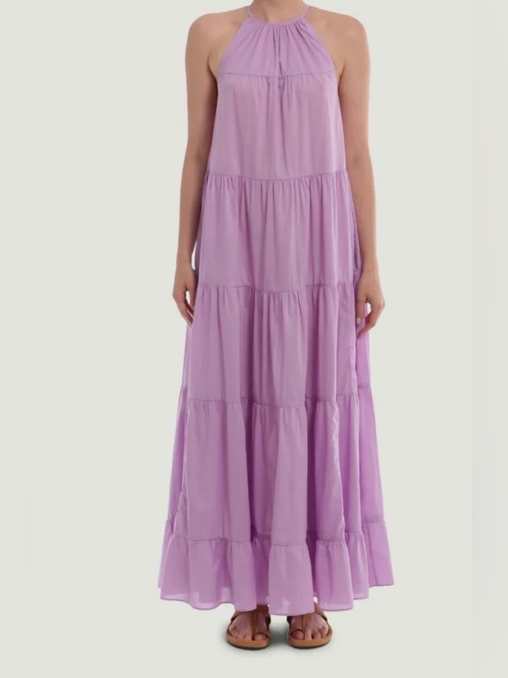 Rhode Julia resort tiered lavender/pink trapeze maxi dress boho summer